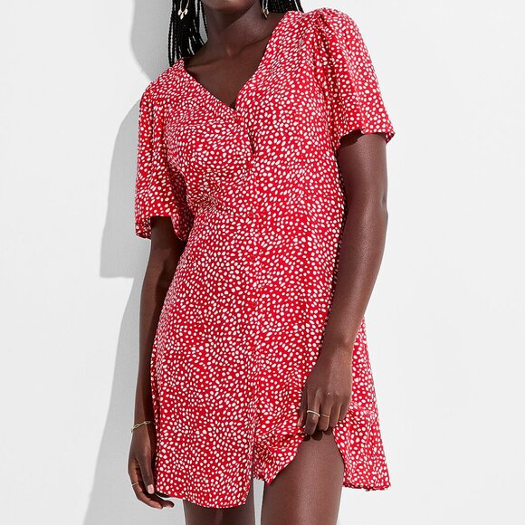 Dotted V-Neck Tie Cord Dress - Picture 1 of 3